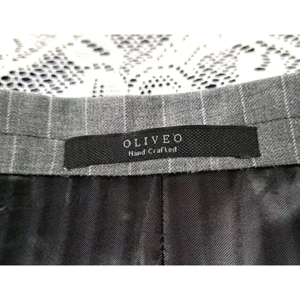 Oliveo Blazer Men's 44S Grey Pinstripe Superfine Wool‎ Two Button Single Vent